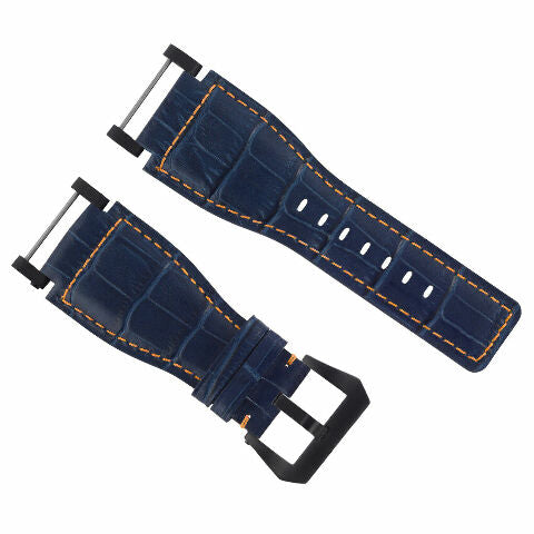 24MM FOR SUUNTO CORE REPLACEMENT LEATHER WATCH BAND STRAP WITH BLACK PVD ADAPTER