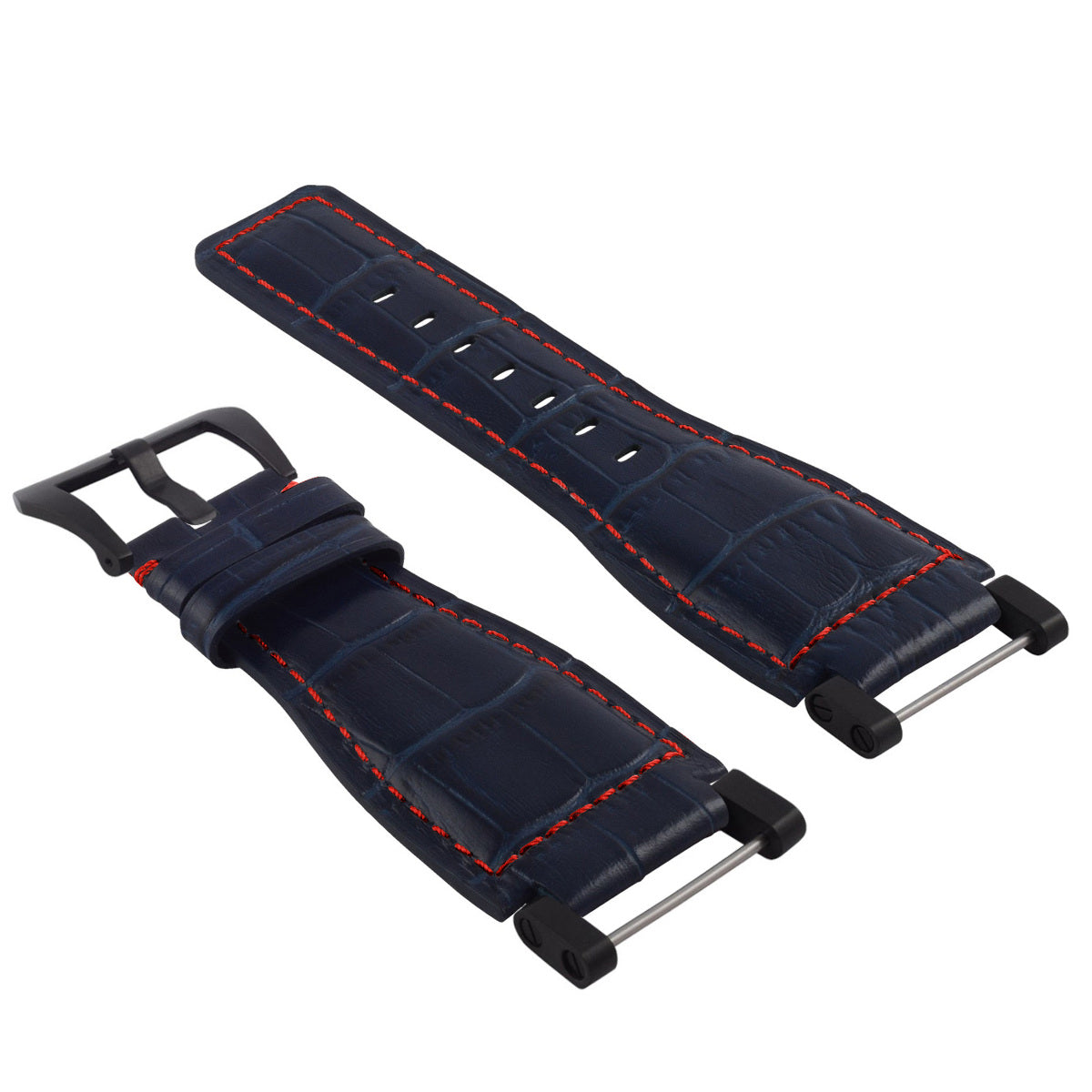 24MM REPLACEMENT LEATHER WATCH BAND STRAP WITH BLACK PVD ADAPTER FOR SUUNTO CORE