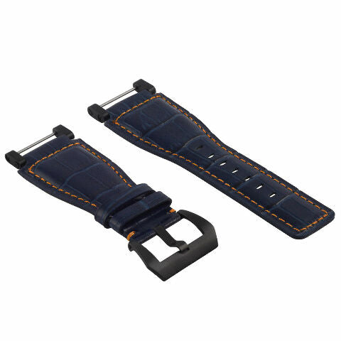24MM FOR SUUNTO CORE REPLACEMENT LEATHER WATCH BAND STRAP WITH BLACK PVD ADAPTER