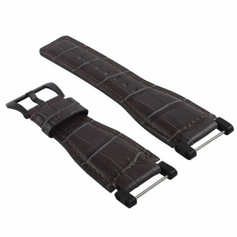 24MM FOR SUUNTO CORE REPLACEMENT LEATHER WATCH BAND STRAP WITH BLACK PVD ADAPTER