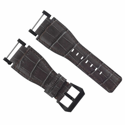 24MM FOR SUUNTO CORE REPLACEMENT LEATHER WATCH BAND STRAP WITH BLACK PVD ADAPTER