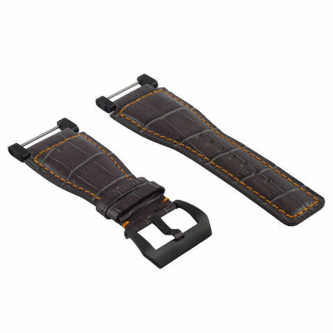 24MM REPLACEMENT LEATHER WATCH BAND STRAP WITH BLACK PVD ADAPTER FOR SUUNTO CORE