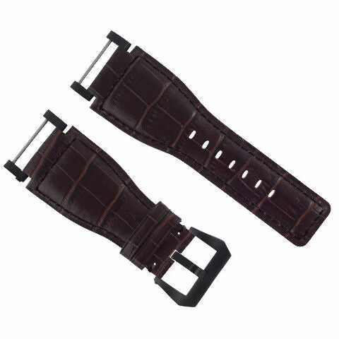 24MM FOR SUUNTO CORE REPLACEMENT LEATHER WATCH BAND STRAP WITH BLACK PVD ADAPTER