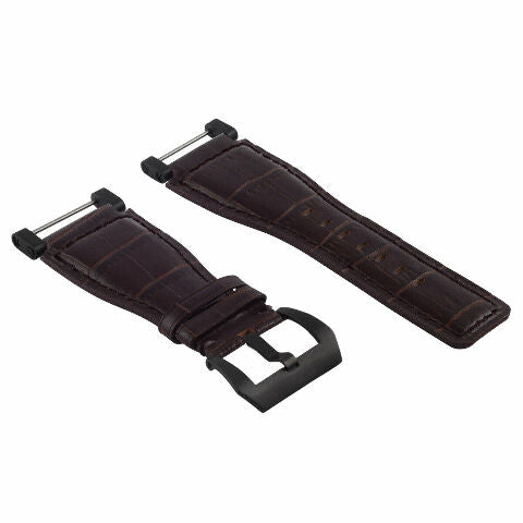 24MM FOR SUUNTO CORE REPLACEMENT LEATHER WATCH BAND STRAP WITH BLACK PVD ADAPTER