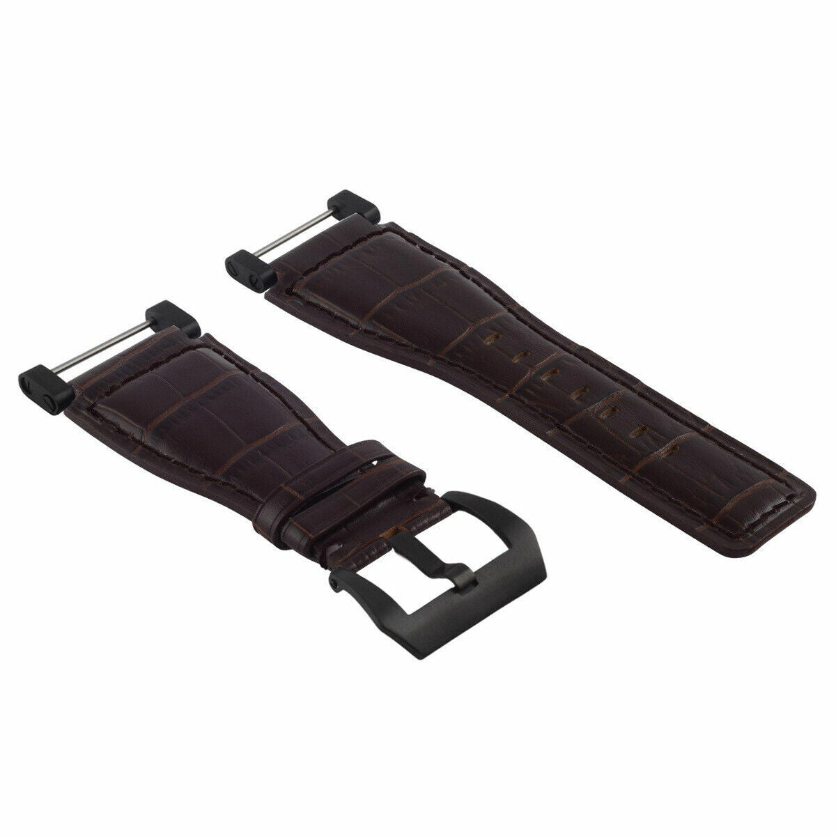 24MM REPLACEMENT LEATHER WATCH BAND STRAP WITH BLACK PVD ADAPTER FOR SUUNTO CORE, Brown, view 3