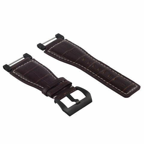 24MM FOR SUUNTO CORE REPLACEMENT LEATHER WATCH BAND STRAP WITH BLACK PVD ADAPTER