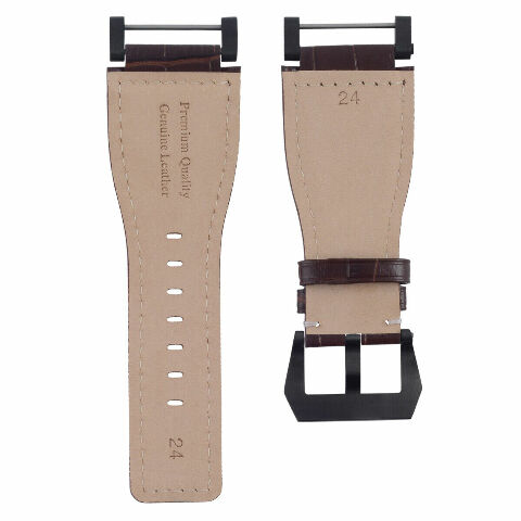 24MM FOR SUUNTO CORE REPLACEMENT LEATHER WATCH BAND STRAP WITH BLACK PVD ADAPTER