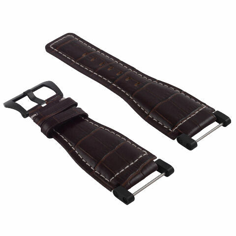24MM FOR SUUNTO CORE REPLACEMENT LEATHER WATCH BAND STRAP WITH BLACK PVD ADAPTER