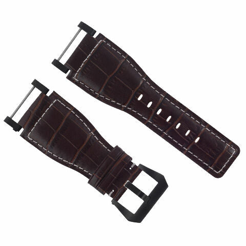 24MM FOR SUUNTO CORE REPLACEMENT LEATHER WATCH BAND STRAP WITH BLACK PVD ADAPTER