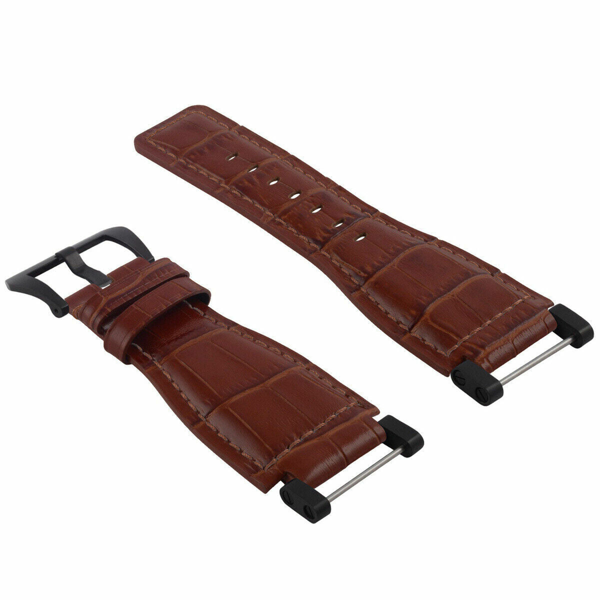 24MM REPLACEMENT LEATHER WATCH BAND STRAP WITH BLACK PVD ADAPTER FOR SUUNTO CORE, Tan, view 2