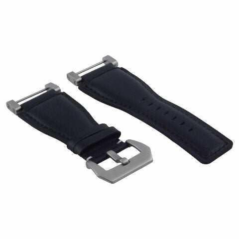24MM FOR SUUNTO CORE REPLACEMENT SMOOTH LEATHER WATCH BAND STRAP + STAINLESS ADAPTER