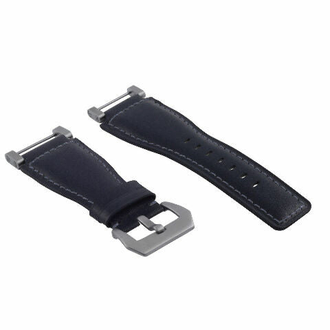 24MM FOR SUUNTO CORE REPLACEMENT SMOOTH LEATHER WATCH BAND STRAP + STAINLESS ADAPTER