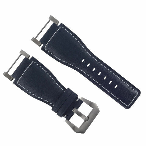 24MM FOR SUUNTO CORE REPLACEMENT SMOOTH LEATHER WATCH BAND STRAP + STAINLESS ADAPTER
