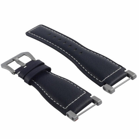 24MM FOR SUUNTO CORE REPLACEMENT SMOOTH LEATHER WATCH BAND STRAP + STAINLESS ADAPTER