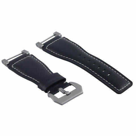 24MM FOR SUUNTO CORE REPLACEMENT SMOOTH LEATHER WATCH BAND STRAP + STAINLESS ADAPTER