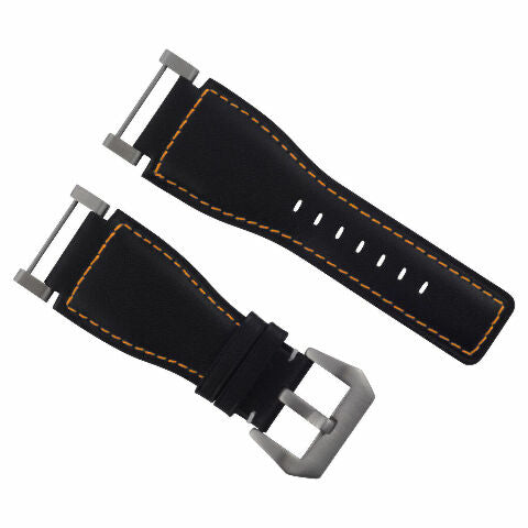 24MM FOR SUUNTO CORE REPLACEMENT SMOOTH LEATHER WATCH BAND STRAP + STAINLESS ADAPTER