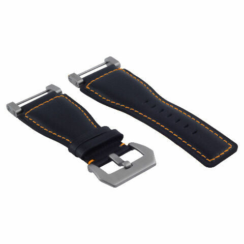 24MM FOR SUUNTO CORE REPLACEMENT SMOOTH LEATHER WATCH BAND STRAP + STAINLESS ADAPTER