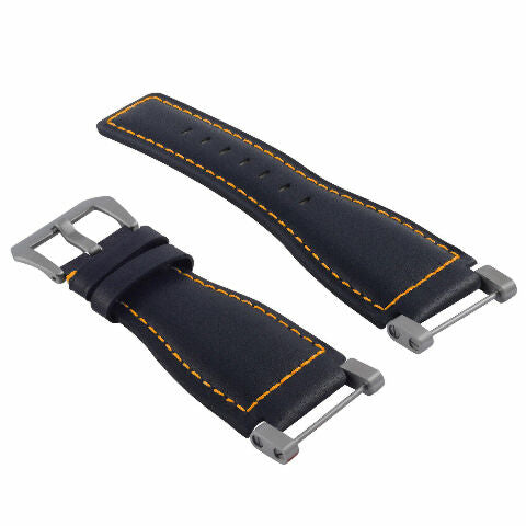 24MM FOR SUUNTO CORE REPLACEMENT SMOOTH LEATHER WATCH BAND STRAP + STAINLESS ADAPTER