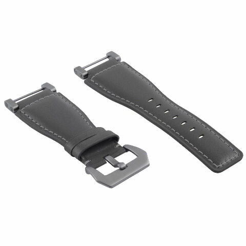 24MM FOR SUUNTO CORE REPLACEMENT SMOOTH LEATHER WATCH BAND STRAP + STAINLESS ADAPTER