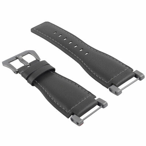 24MM FOR SUUNTO CORE REPLACEMENT SMOOTH LEATHER WATCH BAND STRAP + STAINLESS ADAPTER