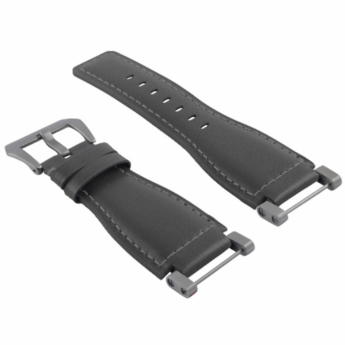 24MM LEATHER WATCH BAND STRAP SMOOTH WITH STAINLESS ADAPTER FOR SUUNTO CORE, Gray