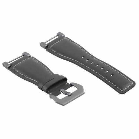 24MM FOR SUUNTO CORE REPLACEMENT SMOOTH LEATHER WATCH BAND STRAP + STAINLESS ADAPTER