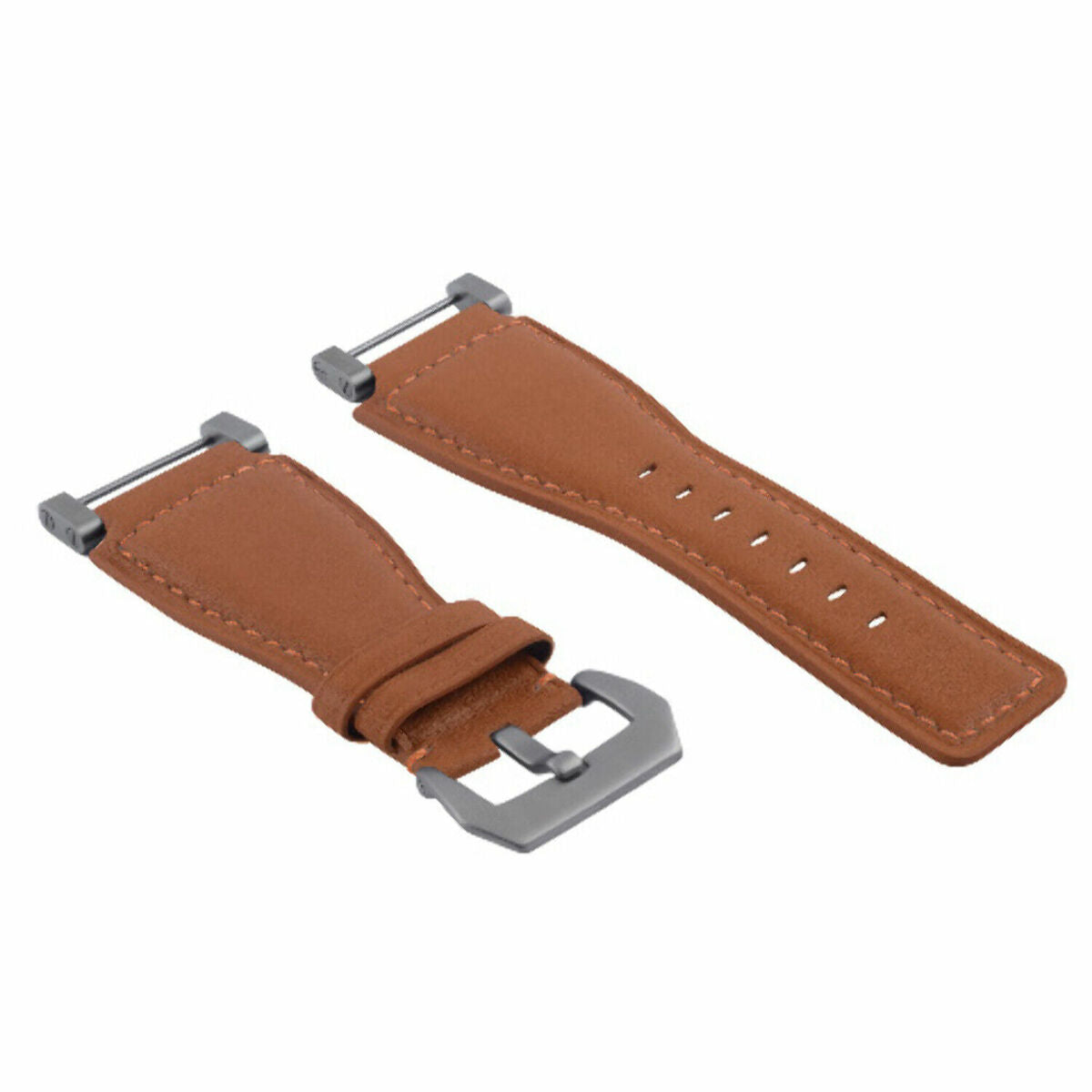 24MM LEATHER WATCH BAND STRAP SMOOTH WITH STAINLESS ADAPTER FOR SUUNTO CORE, Tan, view 2