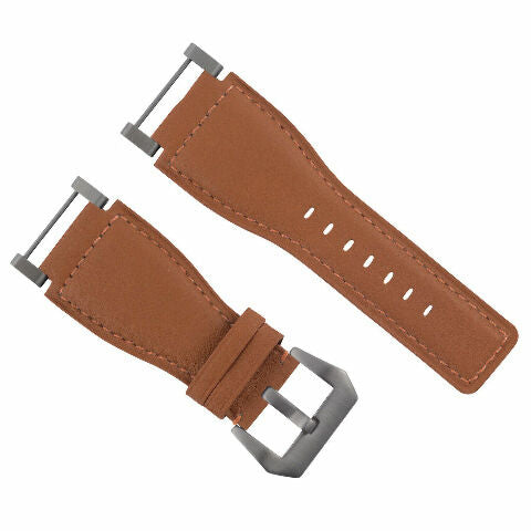 24MM FOR SUUNTO CORE REPLACEMENT SMOOTH LEATHER WATCH BAND STRAP + STAINLESS ADAPTER