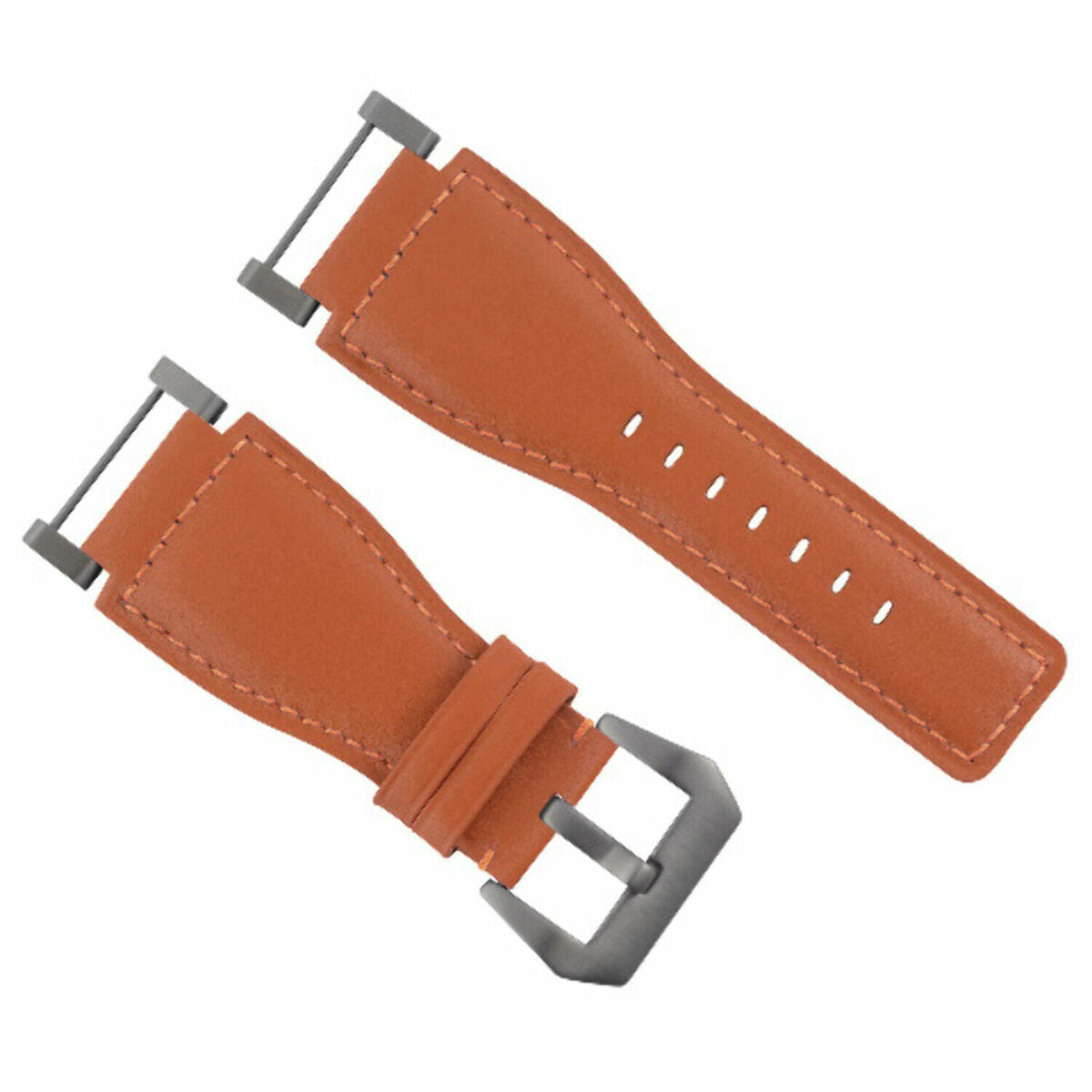 24MM LEATHER WATCH BAND STRAP SMOOTH WITH STAINLESS ADAPTER FOR SUUNTO CORE, Orange
