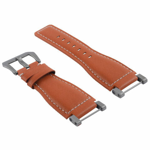 24MM FOR SUUNTO CORE REPLACEMENT SMOOTH LEATHER WATCH BAND STRAP + STAINLESS ADAPTER
