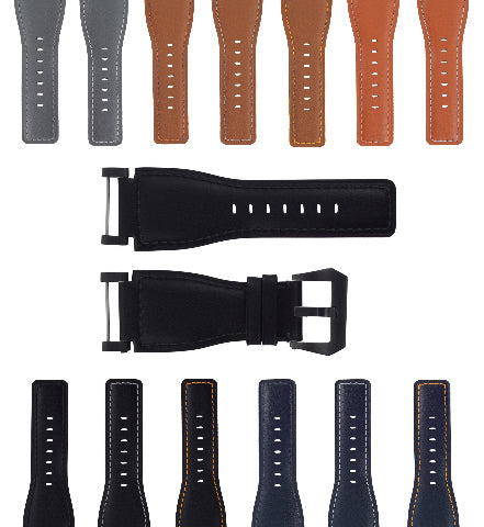 24MM GENUINE LEATHER WATCH BAND STRAP SMOOTH WITH BLACK ADAPTER FOR SUUNTO CORE