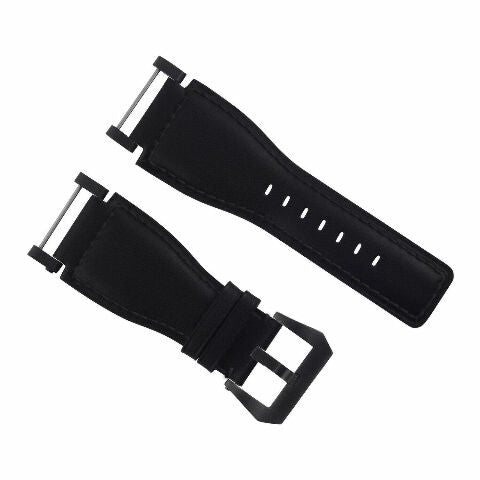 24MM FOR SUUNTO CORE REPLACEMENT SMOOTH LEATHER WATCH BAND STRAP + BLACK PVD ADAPTER