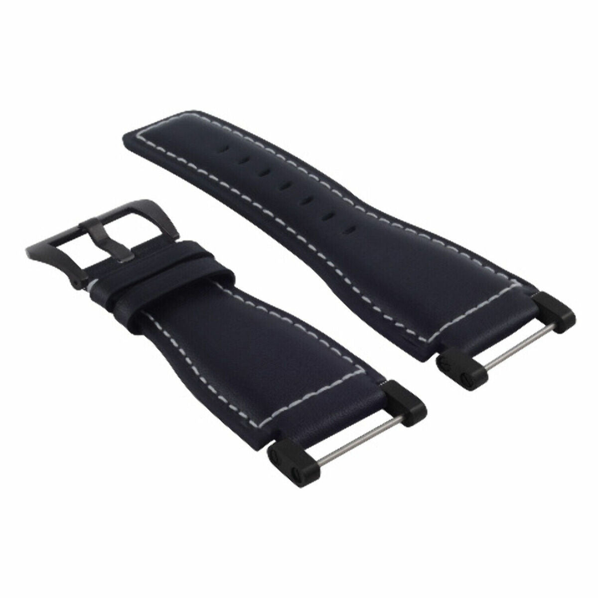 24MM FOR SUUNTO CORE REPLACEMENT SMOOTH LEATHER WATCH BAND STRAP + BLACK PVD ADAPTER