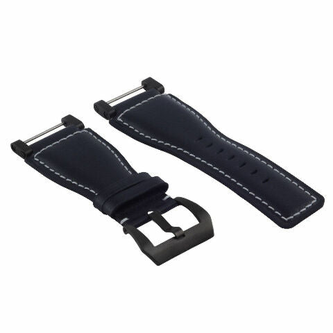 24MM FOR SUUNTO CORE REPLACEMENT SMOOTH LEATHER WATCH BAND STRAP + BLACK PVD ADAPTER