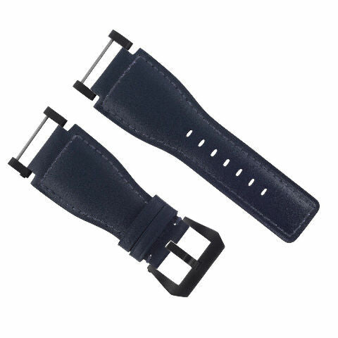 24MM FOR SUUNTO CORE REPLACEMENT SMOOTH LEATHER WATCH BAND STRAP + BLACK PVD ADAPTER