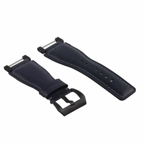 24MM FOR SUUNTO CORE REPLACEMENT SMOOTH LEATHER WATCH BAND STRAP + BLACK PVD ADAPTER