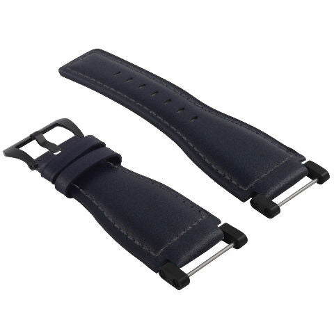 24MM FOR SUUNTO CORE REPLACEMENT SMOOTH LEATHER WATCH BAND STRAP + BLACK PVD ADAPTER