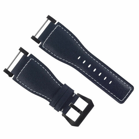 24MM FOR SUUNTO CORE REPLACEMENT SMOOTH LEATHER WATCH BAND STRAP + BLACK PVD ADAPTER