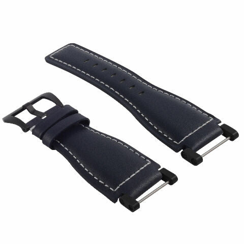 24MM FOR SUUNTO CORE REPLACEMENT SMOOTH LEATHER WATCH BAND STRAP + BLACK PVD ADAPTER
