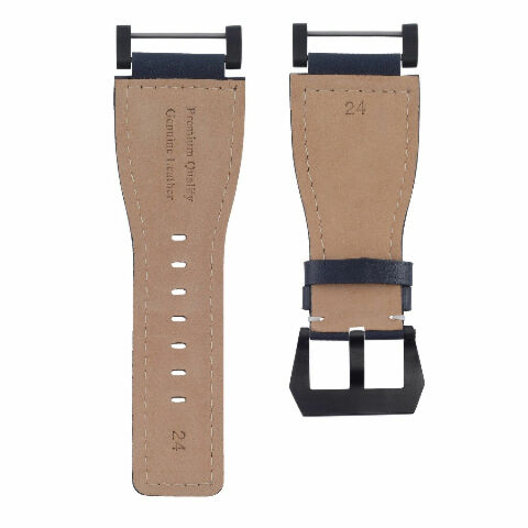 24MM FOR SUUNTO CORE REPLACEMENT SMOOTH LEATHER WATCH BAND STRAP + BLACK PVD ADAPTER