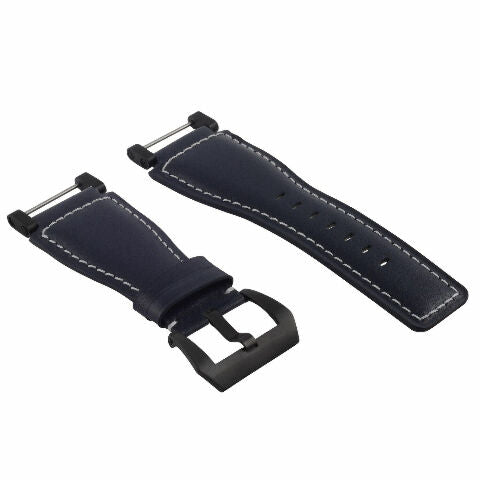 24MM FOR SUUNTO CORE REPLACEMENT SMOOTH LEATHER WATCH BAND STRAP + BLACK PVD ADAPTER