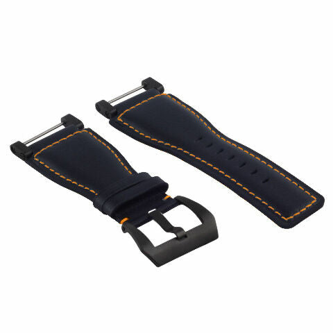 24MM FOR SUUNTO CORE REPLACEMENT SMOOTH LEATHER WATCH BAND STRAP + BLACK PVD ADAPTER