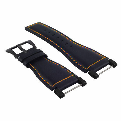 24MM FOR SUUNTO CORE REPLACEMENT SMOOTH LEATHER WATCH BAND STRAP + BLACK PVD ADAPTER
