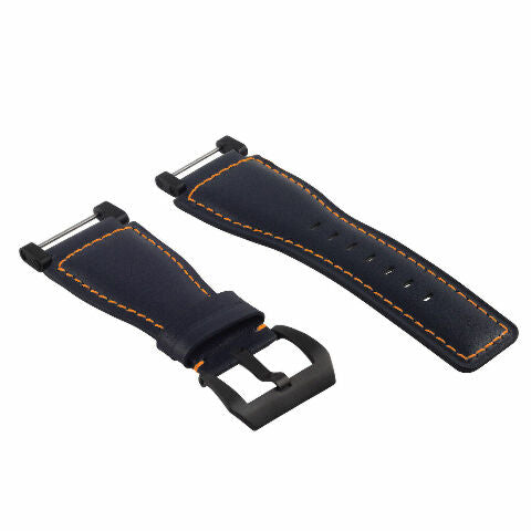 24MM GENUINE LEATHER WATCH BAND STRAP SMOOTH WITH BLACK ADAPTER FOR SUUNTO CORE