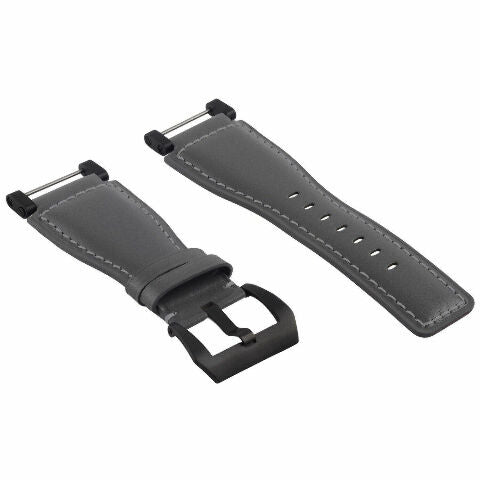 24MM FOR SUUNTO CORE REPLACEMENT SMOOTH LEATHER WATCH BAND STRAP + BLACK PVD ADAPTER