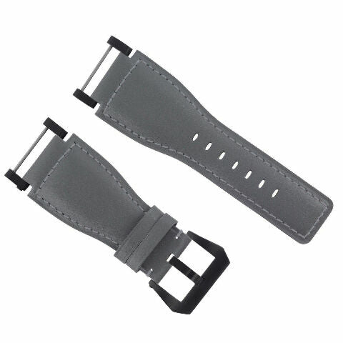24MM FOR SUUNTO CORE REPLACEMENT SMOOTH LEATHER WATCH BAND STRAP + BLACK PVD ADAPTER
