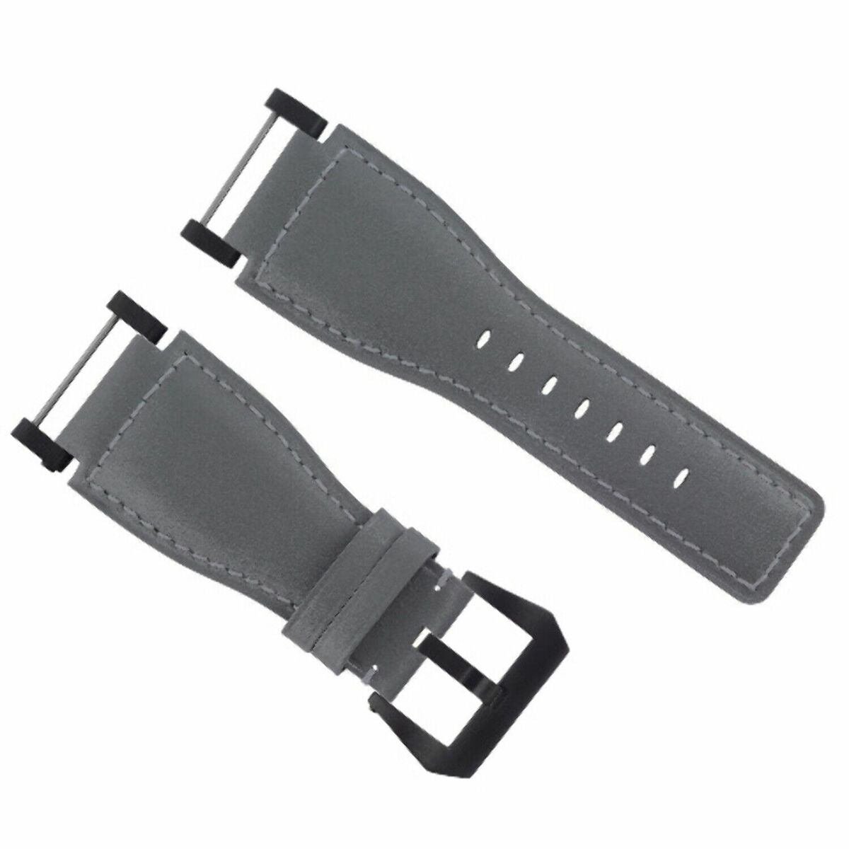 24MM GENUINE LEATHER WATCH BAND STRAP SMOOTH WITH BLACK ADAPTER FOR SUUNTO CORE, Gray, view 3