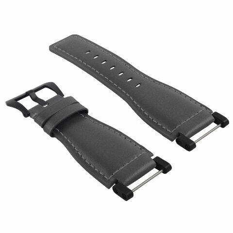 24MM FOR SUUNTO CORE REPLACEMENT SMOOTH LEATHER WATCH BAND STRAP + BLACK PVD ADAPTER