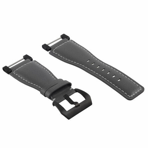 24MM FOR SUUNTO CORE REPLACEMENT SMOOTH LEATHER WATCH BAND STRAP + BLACK PVD ADAPTER