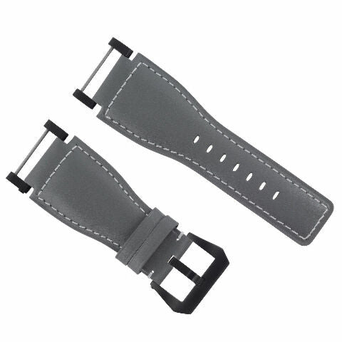 24MM FOR SUUNTO CORE REPLACEMENT SMOOTH LEATHER WATCH BAND STRAP + BLACK PVD ADAPTER
